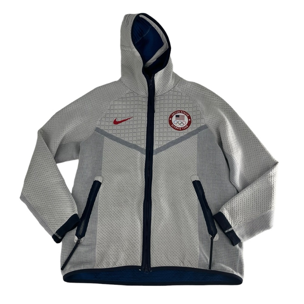 Nike Jacket Mens Large White Team USA Olympic Hoodie Tech Pack Therma DJ5248-121